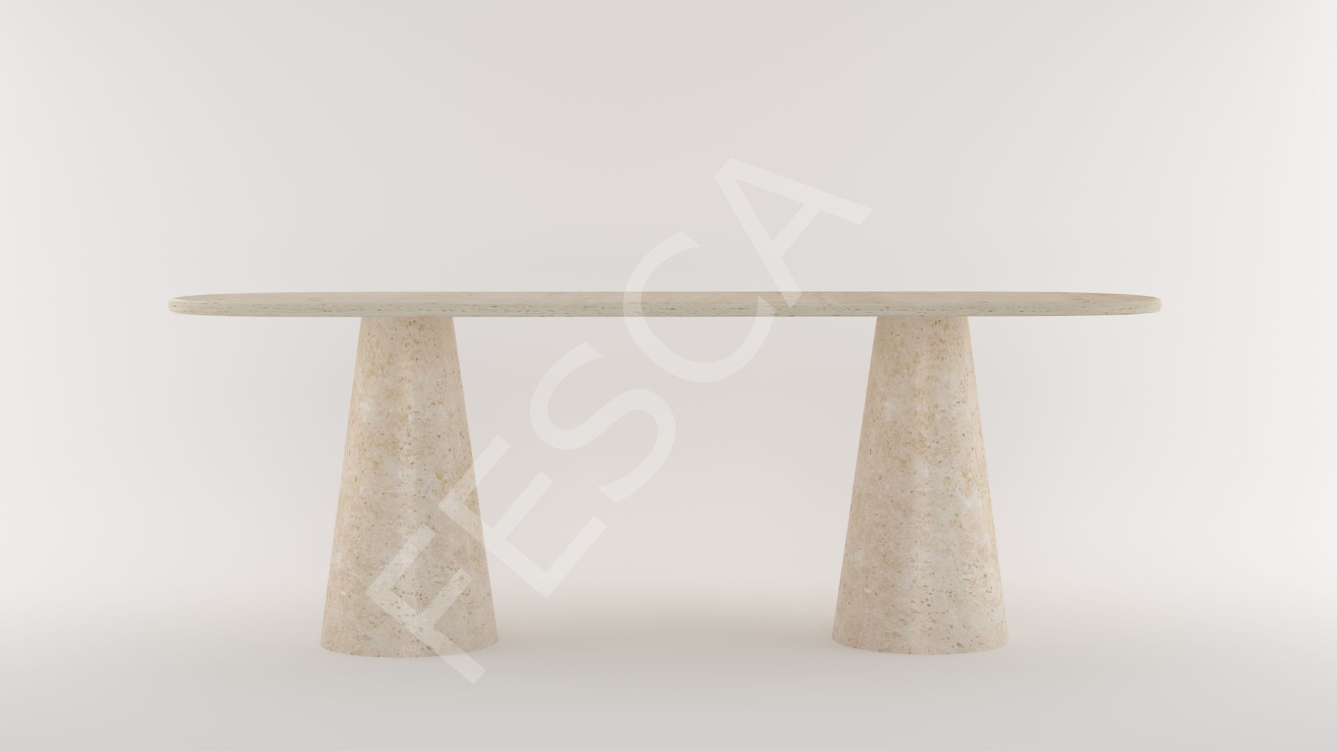 Conical Leg Travertine Table